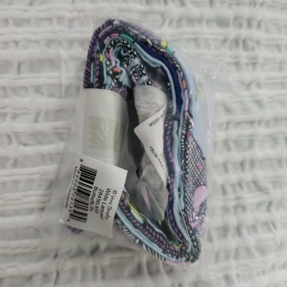 Vera Bradley Wide Lanyard Butterfly By Blue Purple Quilted Cotton NWT 28456-X49